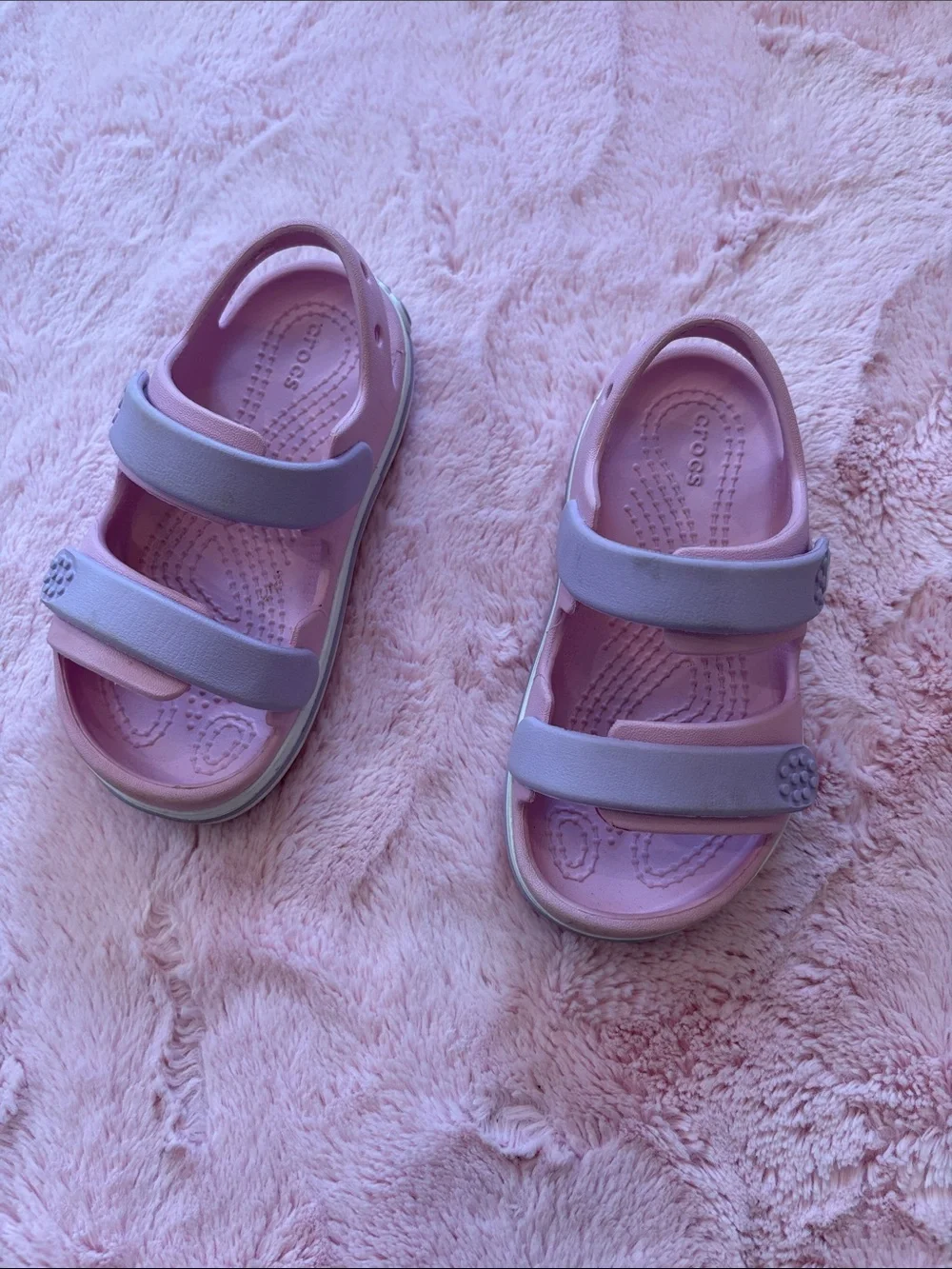 CROCS Kids Pink and Iridescent Cream Sandals & Clogs